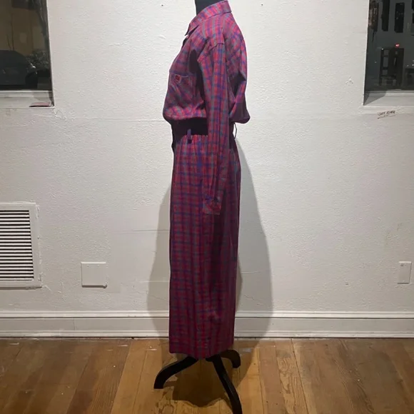 Liz Claiborne vintage Pink and Blue Plaid midi/Maxi dress - Picture 15 of 15
